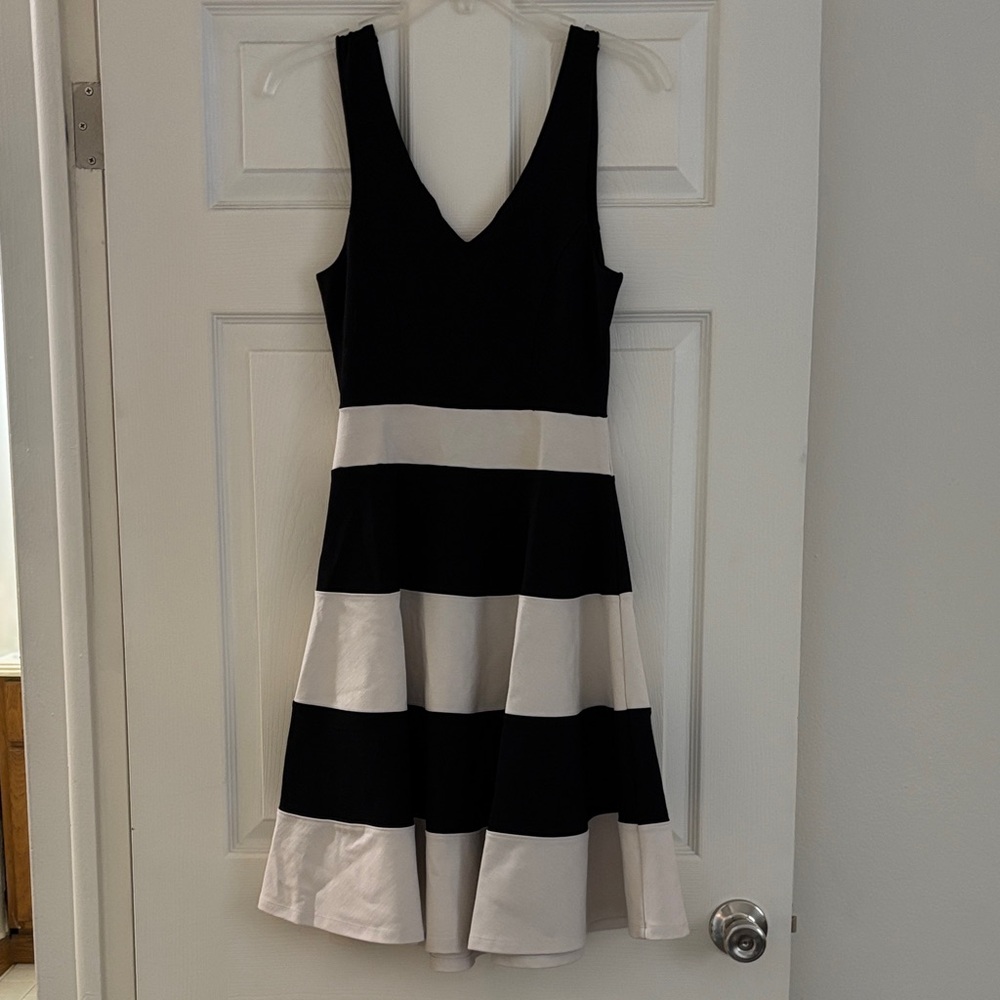 Felicity & Coco Black and White Striped Mini Dress